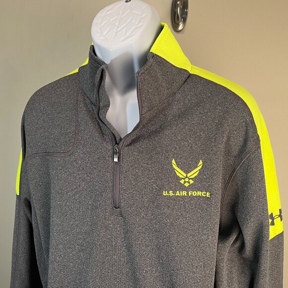 Under Armour Men's gray and yellow US Air Force 1/2 zip Jacket XL EUC - Picture 1 of 7